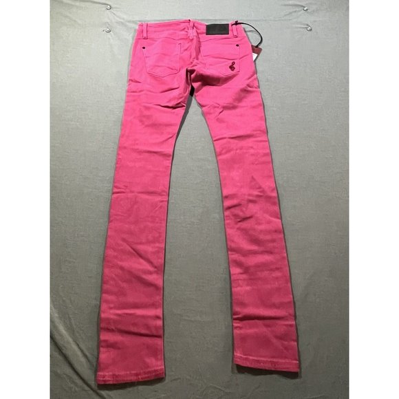 Maxime Cossoguy Jeans Womens 27‎ Pink Denim Pocketed Belted Zip Ladies 27x32 - Picture 8 of 13